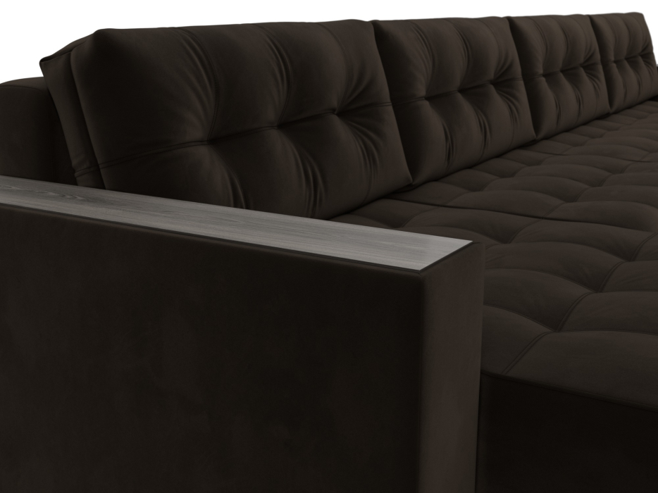 Дизайнерские диваны для гостиной, Диван П-образный с декором Лига-049 НПБ Лонг, велюр SEVEN