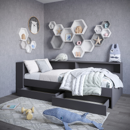 Набор Кровать Ксения 1200 с ящиками и прикроватным блоком