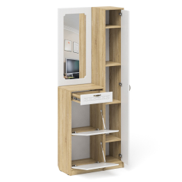 Высокая обувница с зеркалом и пеналом П-6 № 23 МДФ фрезеровка ромб