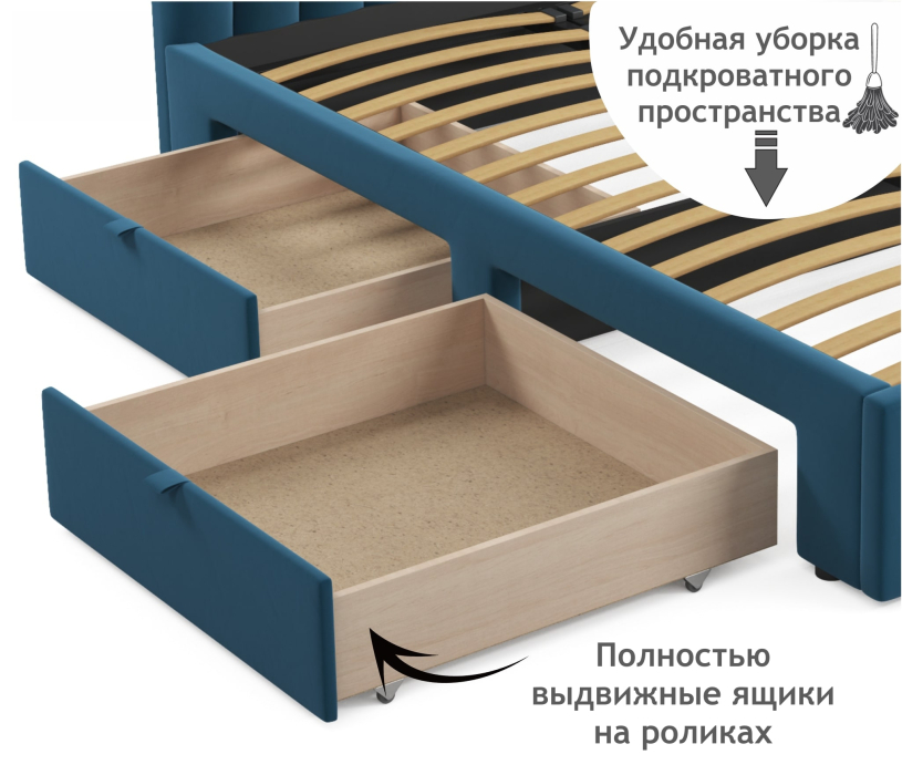 Мягкая кровать, Мягкая кровать-тахта Milena 1200 c ящиками