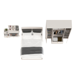 Шкаф-комод 4-х дверный с кроватью 1400 Афина и трюмо с зеркалом