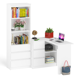 Стеллаж-комод Мори МСТ600 3 ящика и стол угловой компьютерный МС-16 левый