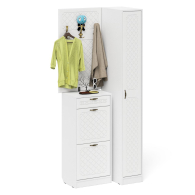 Прихожие, Высокая обувница с вешалкой с крючками и пеналом П-6-500 для прихожей фрезеровка ромб