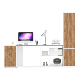 Лидер-8 уголок для школьника из стола с тумбочкой и узкого шкафа для одежды