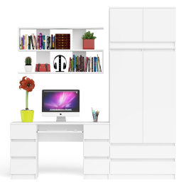 Шкаф-комод с антресолью Мори МШ900.1 со столом для работы и учёбы и книжной полкой