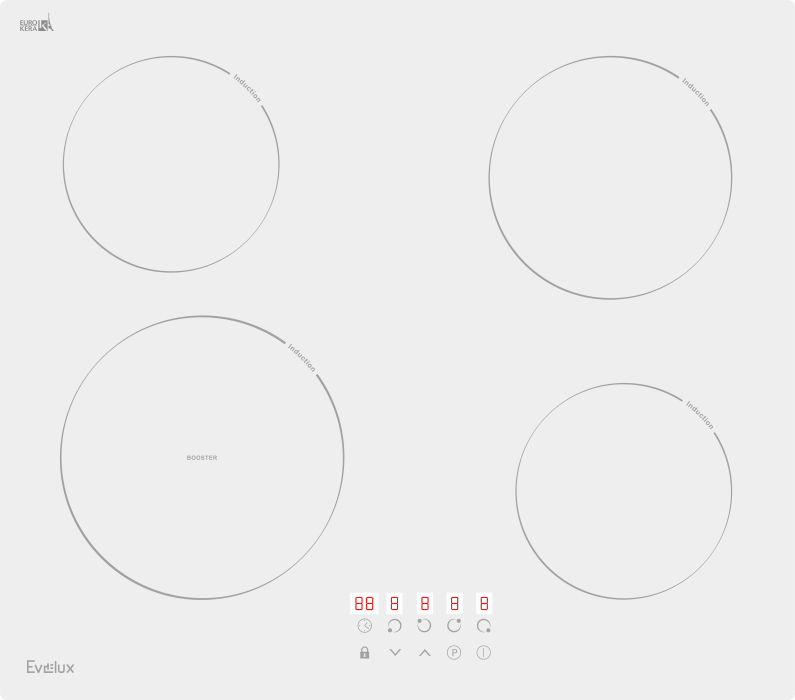 Встраиваемые варочные панели, Варочная панель индукционная EVELUX HEI 641 W