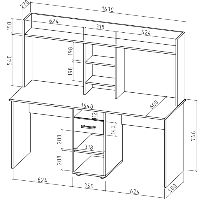 Прямые, Письменный стол Остин-15