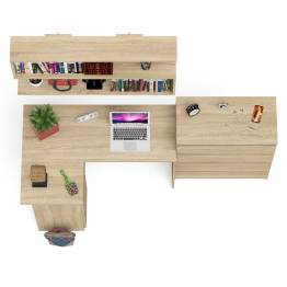 Стол компьютерный Мори МС-16 с тремя ящиками слева с книжной полкой на 1200 и комод на 4-ре ящика