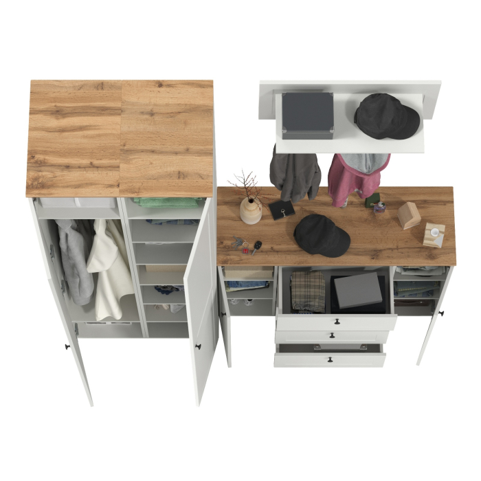 Прихожие, Большой комод две дверки четыре ящика с вешалкой с полкой и два шкаф-пенала Остин