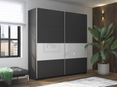 Шкафы-купе 2-х дверные, Шкаф-купе Прайм ДСП/Стекло белое, 220х57х230