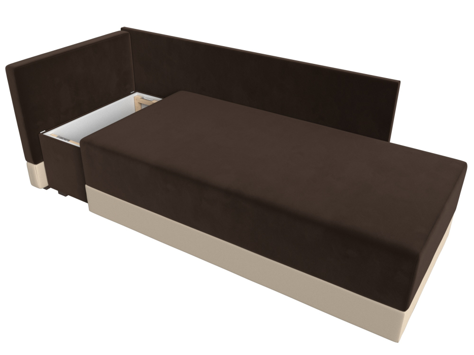 Кушетка диван, Кушетка Никас левая, микровельвет / экокожа