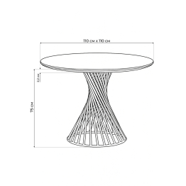 Керамический стол Вивиен 110 (чёрная нога)