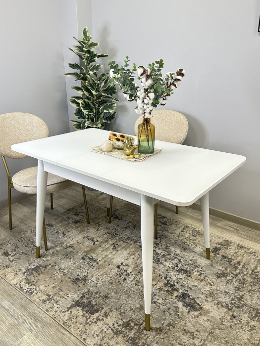 Обеденные столы, Стол Kenner 900 K раздвижной, стекло белое сатин