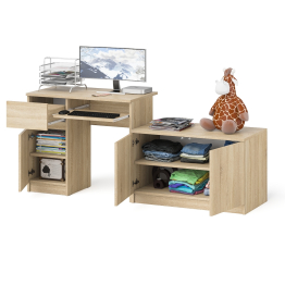 Компьютерный стол ящик и дверка Мори МС-1 левый с широкой тумбой 900