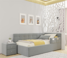 Мягкая кровать, Односпальная кровать-тахта Bonna 900 с защитным бортиким и подъемным механизмом