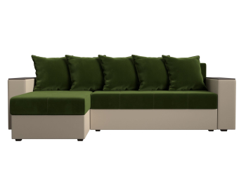 Диван угловой Дубай Лайт, микровельвет/экокожа, левый угол