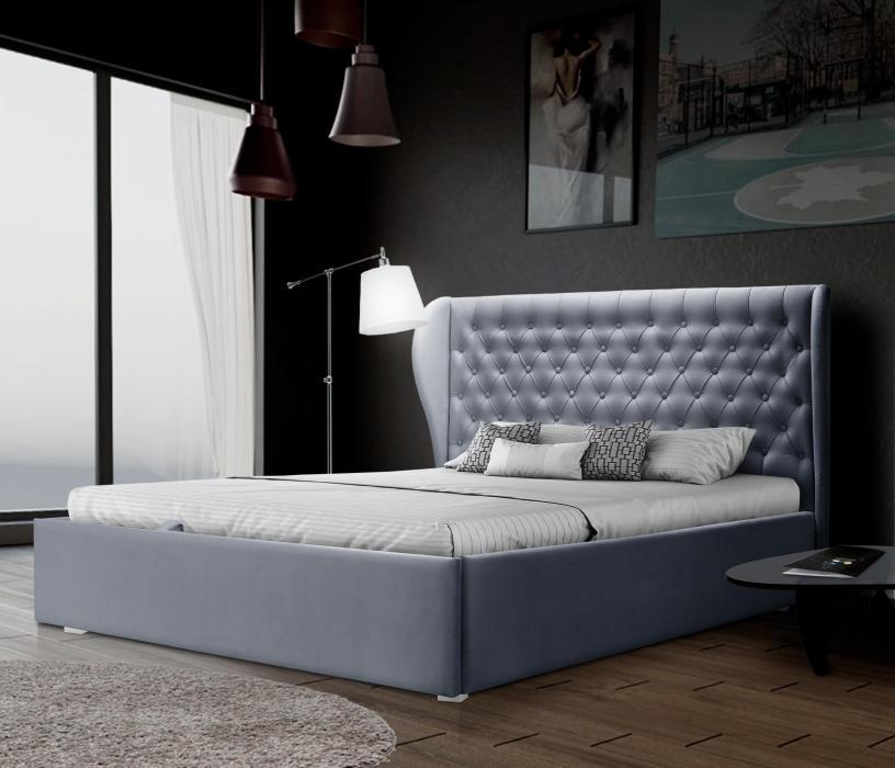 Мягкая кровать, Кровать Мишель 1400 с подъемным механизмом, микровелюр
