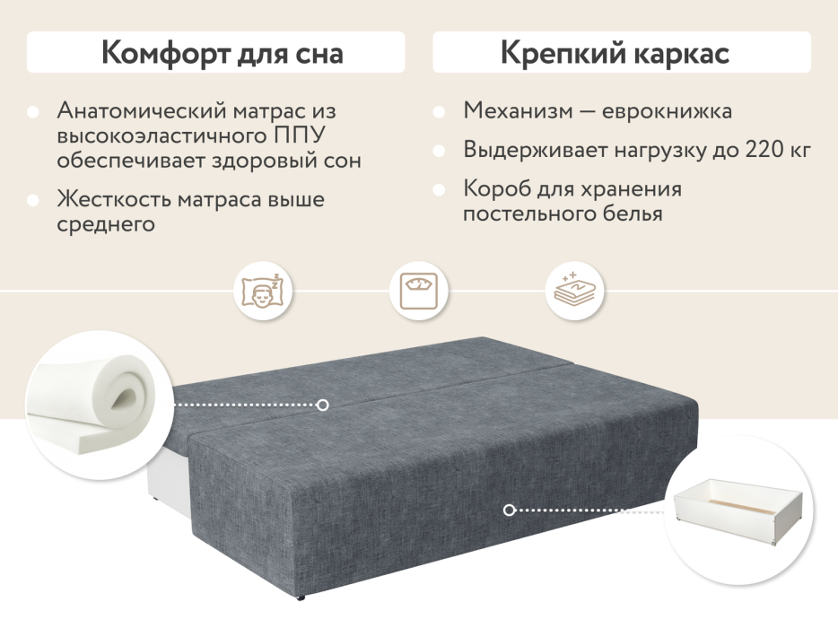 Диваны еврокнижки, Диван прямой  Каир, рогожка