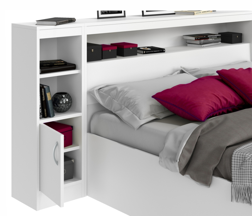 Двуспальные, Кровать Виктория белая 180 с блоком и тумбами