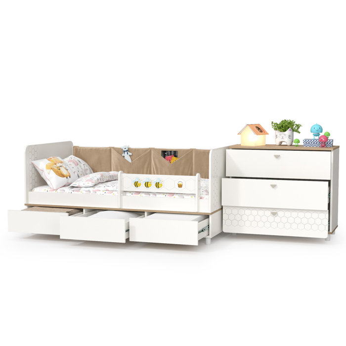Детские комнаты, Детская кровать с ящиками и комод Эйп