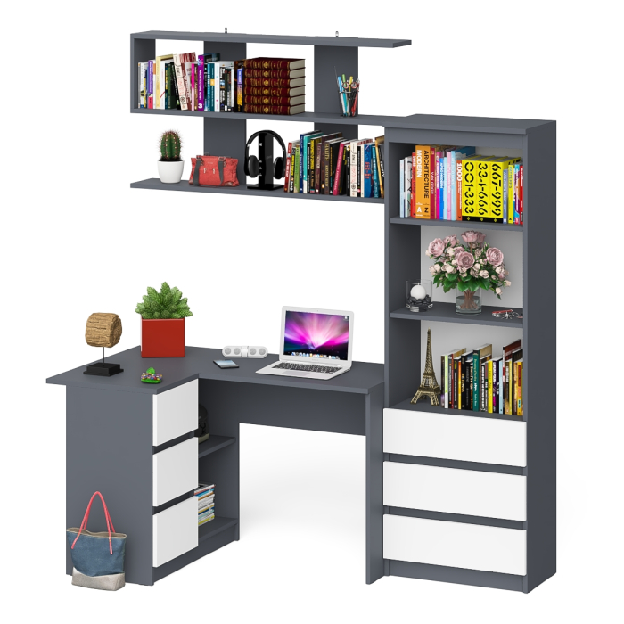 Домашние кабинеты, Уголок школьника Мори с угловым столом и полкой и стеллажом