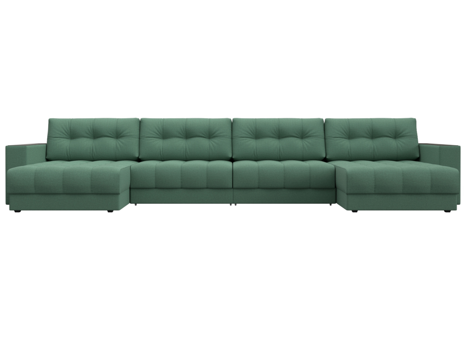 Дизайнерские диваны для гостиной, Диван П-образный с декором Лига-049 НПБ Лонг, рогожка Амур