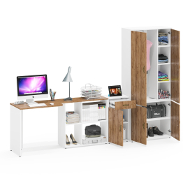 Тумбочка для документов Лидер-8 3.15 с рабочим столом и шкафом для одежды и документов