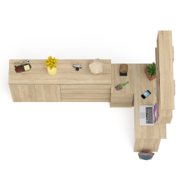 Угловой компьютерный стол с тремя ящиками Мори МС-16 левый с тумбой-комодом и книжной полкой