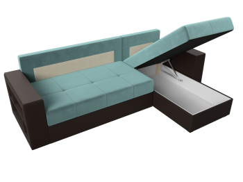 Диван угловой Дубай Лайт, велюр/экокожа, правый угол