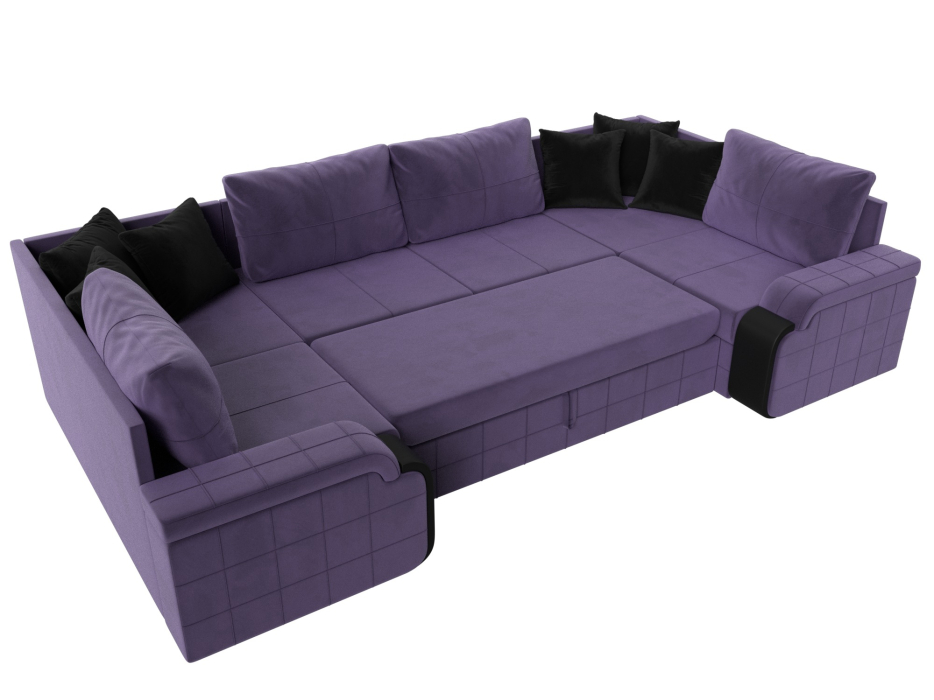 Диваны с ящиком для белья, П-образный диван Николь, велюр / экокожа