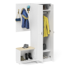 Шкаф в прихожую с обувницей с сиденьем и вешалкой П-6 № 12 МДФ фрезеровка ромб