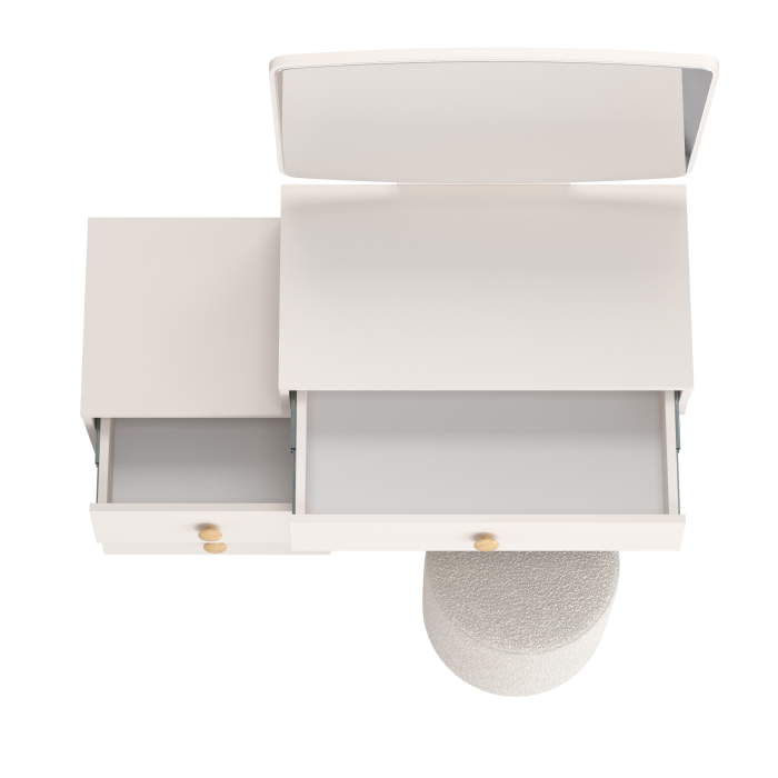 С зеркалом, Пуфик мягкий Марта и туалетный стол в спальню Афина