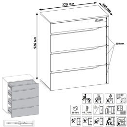 Тумба ТВ 13.276 с кроватью Муссон с основанием 1600 и комод 13.97