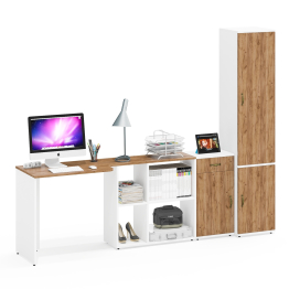 Стол-трансформер Лидер-8 с тумбой с ящиком и дверкой и пенал МД 21Б