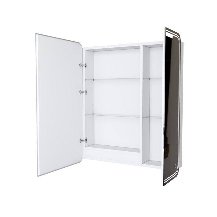 Шкафы с зеркалом, Зеркало шкаф ВИКТОРИЯ 700*800 (ШВ) 2 створки, правый, сенсорный выкл, светодиодная подсветка