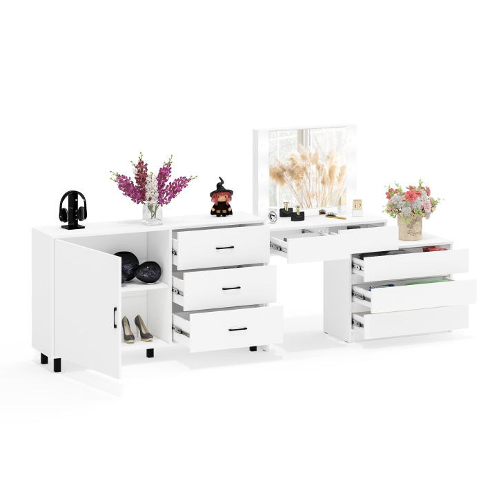 Туалетные столики, Стол-трансформер косметический с подсветкой 110 и комод-тумба три ящика 122-1504