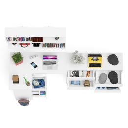 Стол компьютерный угловой МС-16 левый Мори с полкой для книг и широким комодом