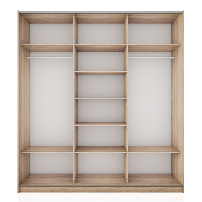 Шкафы-купе 3-х дверные, Шкаф-купе Прайм 3-х дверный Зеркала/Стекло черное/Доводчики 210х57х230