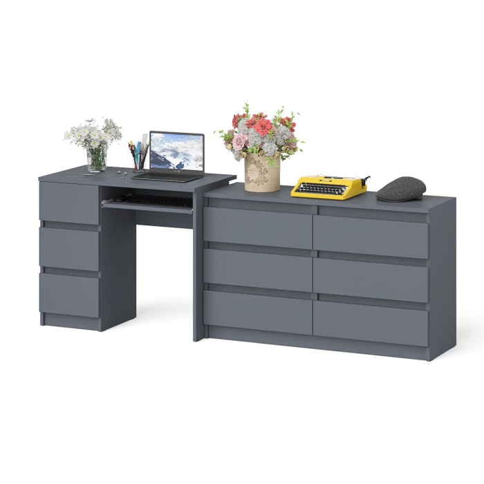 Домашние кабинеты, Комод Мори МК1200 6-ть ящиков со столом компьютерным МС-6 левым