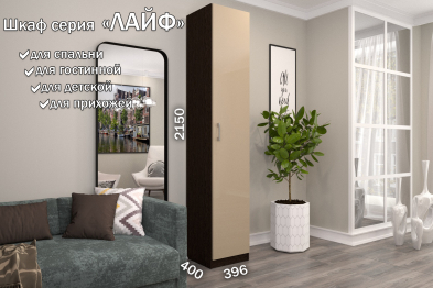 Распашной шкаф Лайф с полками 40*40*215 Венге