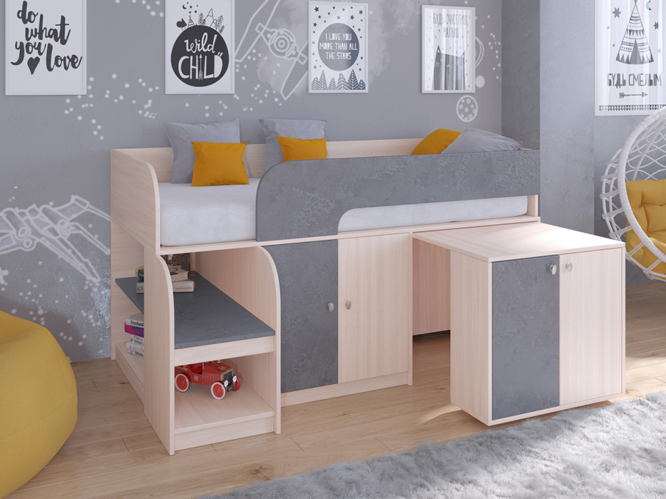 Кровати-чердаки, Кровать-чердак Астра 9 V8 Дуб молочный