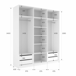 Шкаф-купе Эста Зеркало+Зеркало+Зеркало 270х66х240