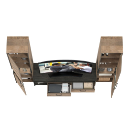 Два шкафа-пенала с подсветкой и тумба под ТВ Трувор № 18