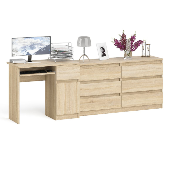 Компьютерные столы, Комод Мори МК1380 6 выдвижных ящиков с компьютерным столом МС-1 правый