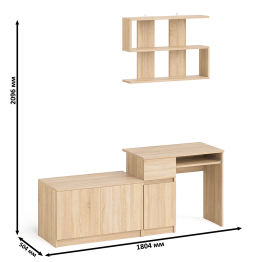 Компьютерный стол Мори МС-1 левый с тумбой две дверки и полкой