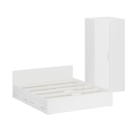 Двуспальная Кровать с ящиками 1800 с угловым шкафом Стандарт