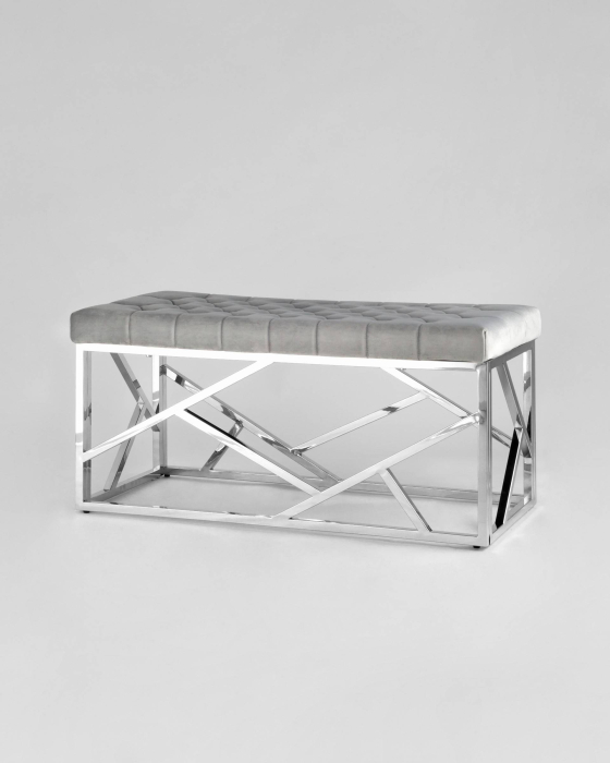 Банкетка в прихожую, Банкетка-скамейка АРТ ДЕКО (Сталь серебро)