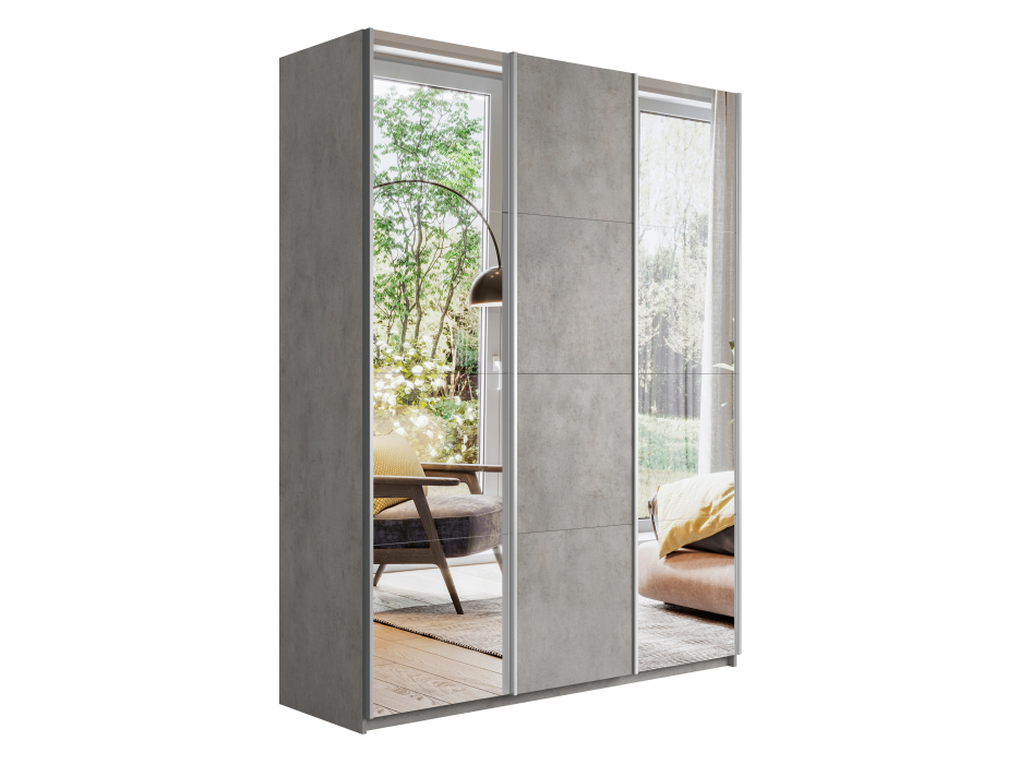 Шкафы-купе 3-х дверные, Шкаф-купе Широкий Прайм 3-х дверный Зеркала/ДСП/Доводчики 240х57х230