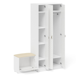 Шкаф с пеналом и тумбой для обуви с мягким сиденьем П-6-500 фрезеровка ромб