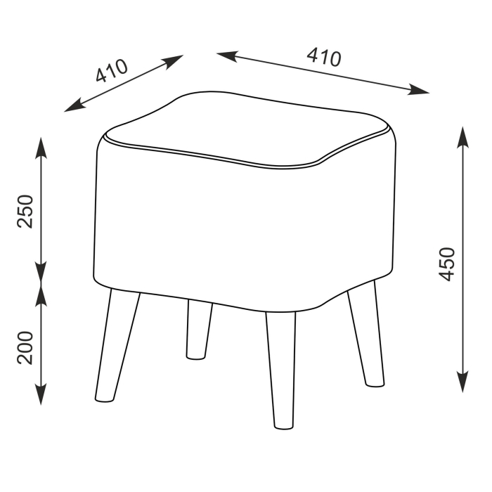 С зеркалом, Пуфик на ножках Куби и трюмо для спальни Афина